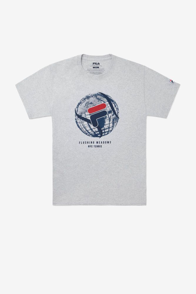Fila T-Shirt Mens Grey - Nyc Globe - Philippines 4625839-OB